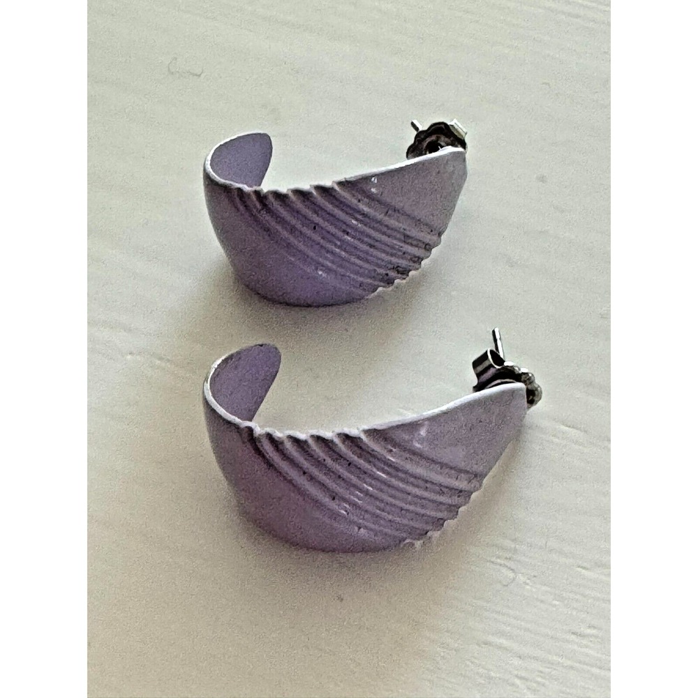 Vintage Light Purple Metal Post Earrings Women